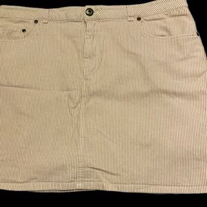 Christopher & Banks Womens Skort Sz 16 Beige/White Striped Denim Skirt Golf